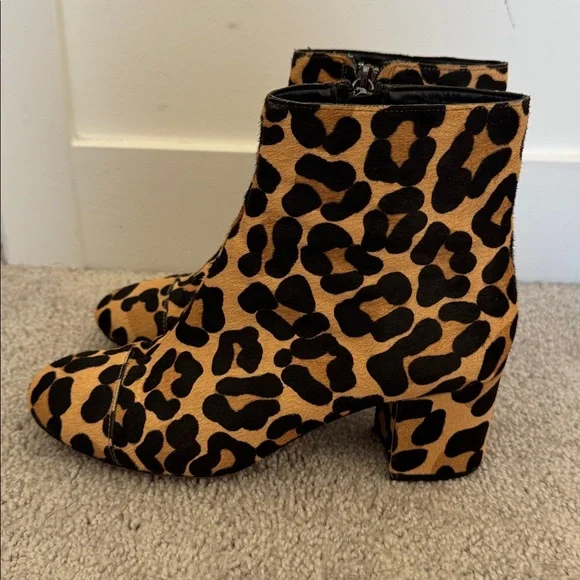 Halogen Calf Hair Leopard Print Ankle Booties - Size 8 - Picture 3 of 7